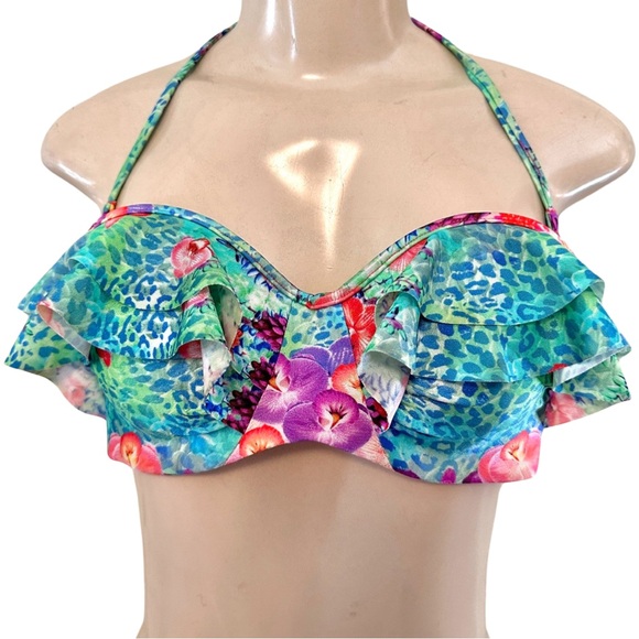 Luli Fama Women's Pequeno Paraiso Ruffle Underwire Push up Bikini top Medium - Picture 2 of 7